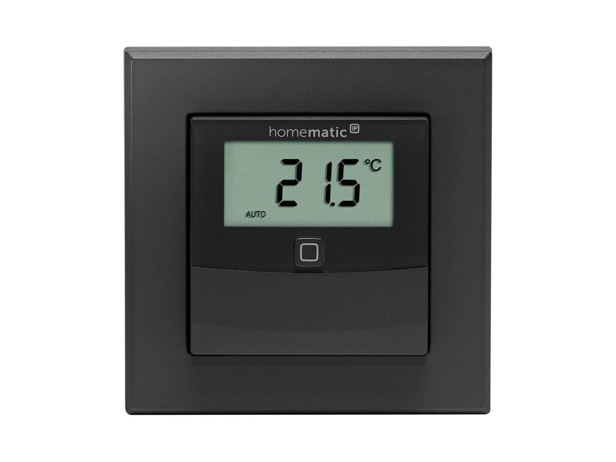 Homematic IP Wired Temperatur und Luftfeuchtigkeitssensor mit Display - innen, anthrazit HmIPW-STHD-A - offizielles Produktfoto