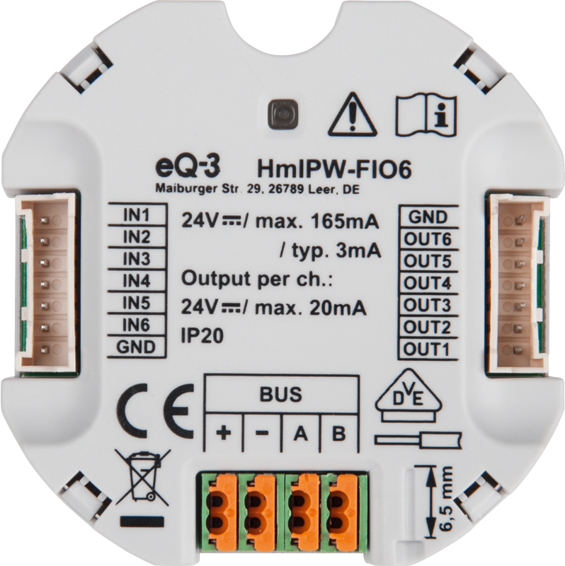 Homematic IP Wired IO Modul Unterputz – 6-fach HmIPW-FIO6